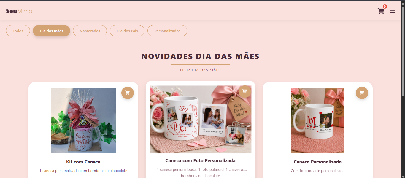 Loja SeuMimo — catálogo de produtos personalizados